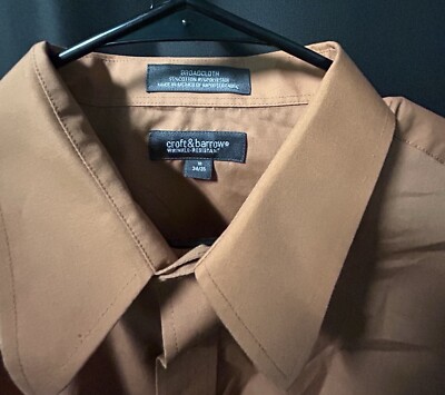 BROADCLOTH 55% COTTON 45% POLYESTER croft&barrow WRINKLE RESISTANT. Size 34-35