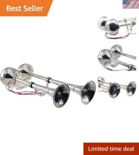 Stainless Steel Electric Dual Trumpet Horn 150dB | Complete Set for Boats & Cars