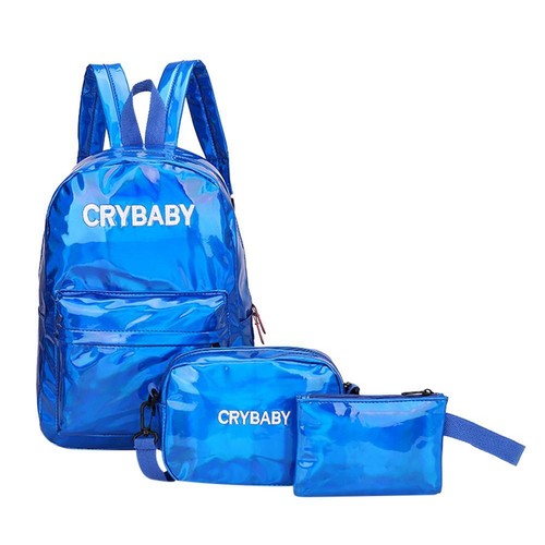 3pcs/Set Letters Unisex Street Leather Backpacks Student Shoulder Bag UK - Imagen 12 de 13