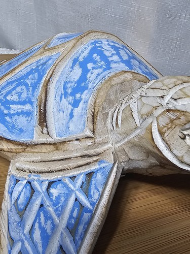 Carved Wooden Sea Turtle- Wall Decor/Figure- Beach, Sea Animal- Blue/Beige- 9.5" - Picture 9 of 11