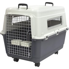 SportPet Designs Plastic Kennels Rolling Plastic Wire Door Travel Dog Crate