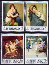 Dubai 1968 MNH 4v, No Gum Painting, Mothers Day, Madonna, Ferruzzi,