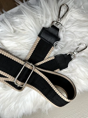 Schultergurt Taschengurt Wechselgurt silber HW schwarz Mäander beige Ränder