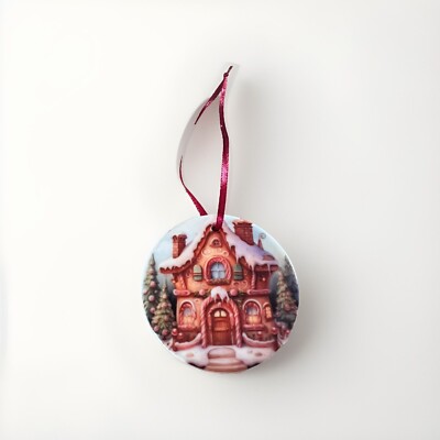 Christmas bauble - Ceramic - Handmade and Gift boxed - Gingerbread House