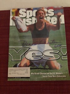 Brandi Chastain WOMEN'S SOCCER PARIS OLYMPICS Sports Illustrated MAGAZINE SIGNED