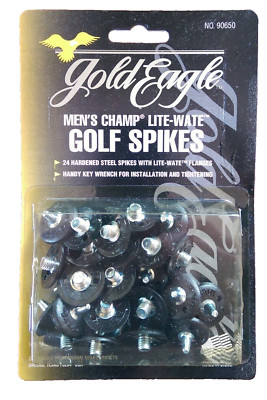 NEW pkg of 24 Gold Eagle 90650 Men Lite-Wate small metal thread Golf Shoe Spikes