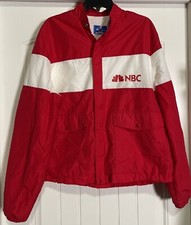 Champion Vintage NBC Red/White Nylon Windbreaker Jacket Large A Few Stains 