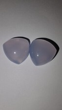 2 VINTAGE NATURAL BLUE CHALCEDONY 14 MM TRILLION POLISHED CABOCHON GEMSTONES