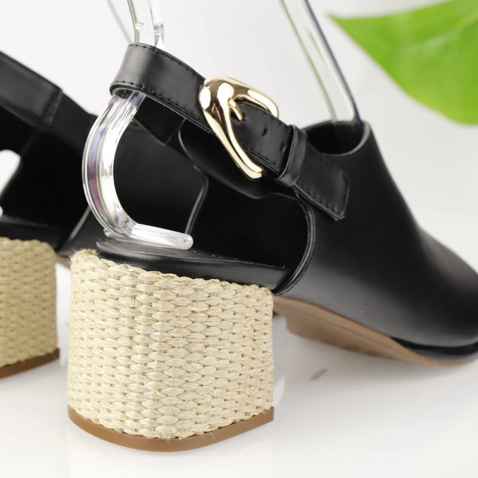 Sandalia Aerosoles Nora para mujer talla 8 cuero negro con cordones tejido tacón bloque Foto 4 de 4