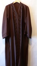 TRADITION DARK BROWN KAFTAN AND SASH WITH BLACK AND GOLD EMBROIDERY SZ 56