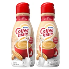 CoffeeMate Original Liquid Coffee Creamer 32 oz 2 pack w/ Metal Spoons