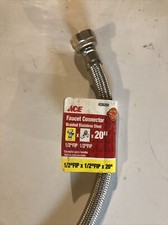 Ace Faucet Connector 1/2" FIP x 1/2" FIP x 20", Stainless Steel, 4335238