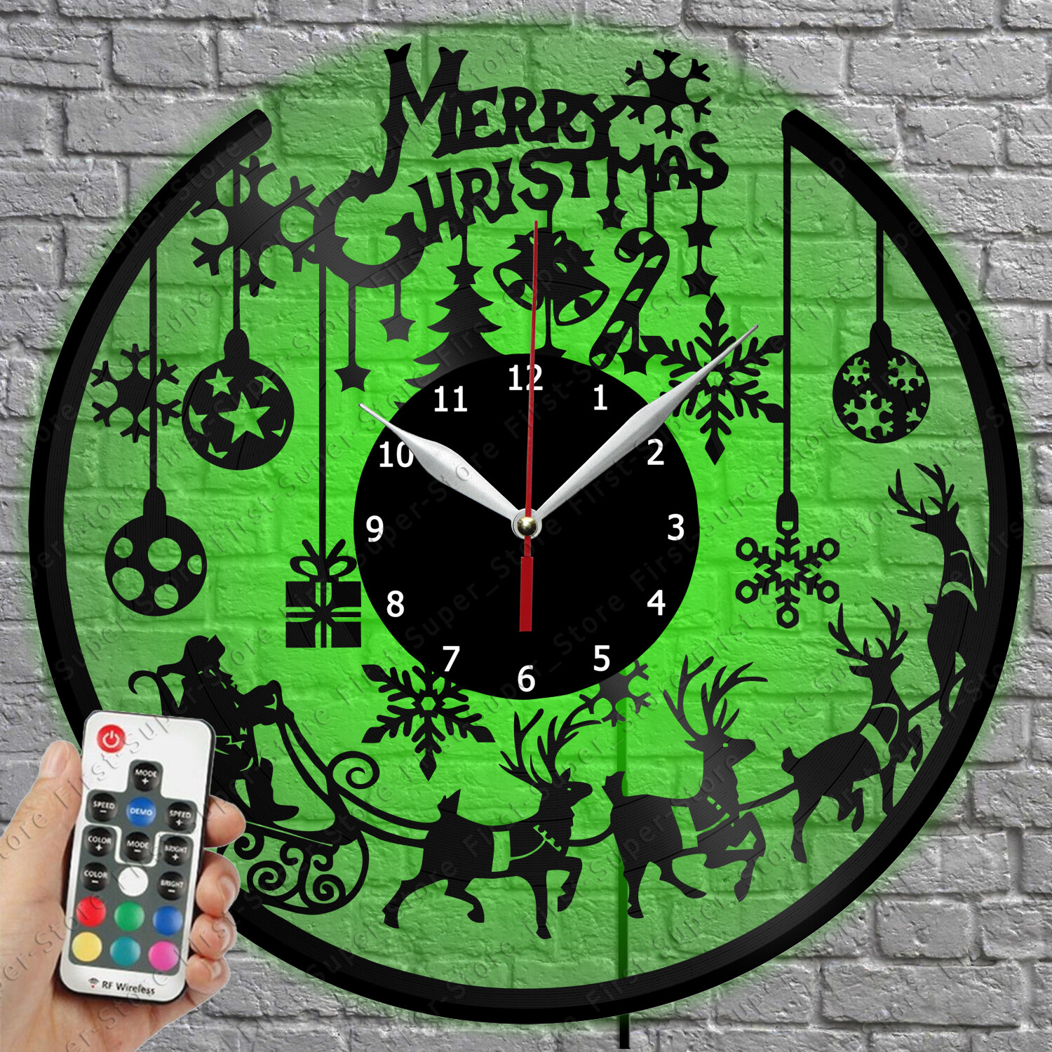 Merry Christmas LED Vinyl Record Wall Clock with Light 1205