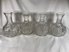 Vintage lot of 4 Wine Liquor Decanter Cut / Molded Glass Bottle 5296
