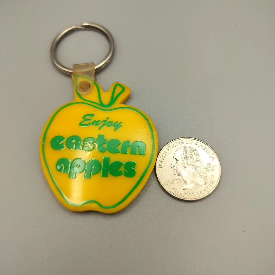 Enjoy Eastern Apples Keychain Yellow Vintage Promotional Apple Collectible Retro - Image 3 of 4