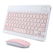Rechargeable Bluetooth Keyboard and Mouse Combo for iPad, Ultra-Slim Pink