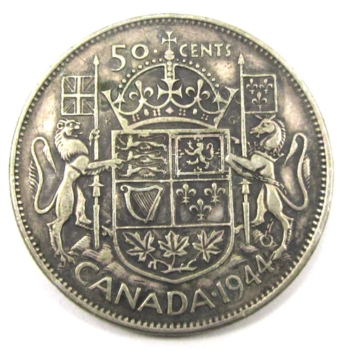 Canada 1944 Fifty Cent Sliver Circulated World Coin KM#        #1