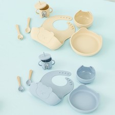 6Pcs Silicone Baby Tableware Set Foster Self Eating Baby Feeding Set Easy he,,