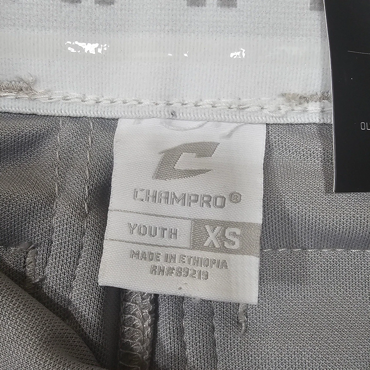 Champro Youth XS Triple Crown Baseball Pants Grey Navy Blue Side Braid NWT