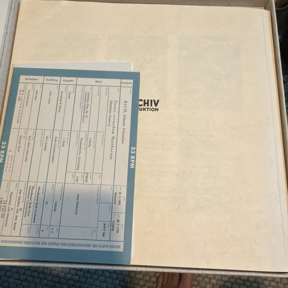 Bach- Passio Secundum Matthaeum (Matthäus Passion) . 1st 1958 STEREO, Archiv. M - Image 4 of 4