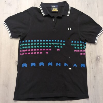 FRED PERRY × SPACE INVADERS  Tipped Polo Mens Size Medium Multi Color 
