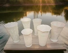 Hoosier Milk Glass Planter Vases Assorted White Wedding Bridal Cottage Lot of 6