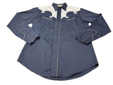 Men  s Vintage Western Roper Pearl Snap Shirt M Rockabilly Cowboys Stars 3b