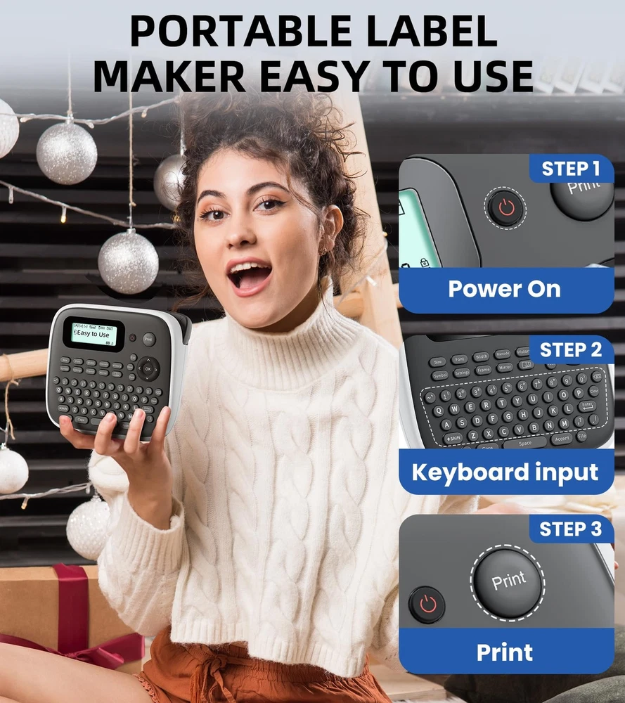 D210S Portable Label Maker Machine with Tapes – Compact & Easy to Use