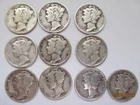 1928 to 1939 Silver Mercury Dimes 10 Different Circulated Dimes