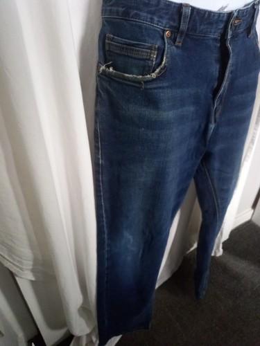 Next - Blue Loose Fit Straight Leg Zip Fly Jeans Size 34 Distressed - Bild 4 von 7