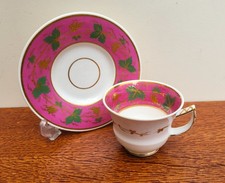 Rockingham Coffee Cup & Saucer c1826 Pink & Green Gold Vines Figure 7