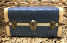 Vintage 1950s Blue Doll Trunk w/Drawer Hangers