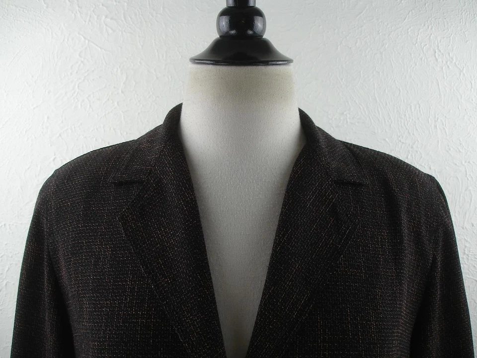 Mujer M 8 Chico's Talla 1 2 Piezas Traje Pantalones 30 X 31 Negro Tweed Chaqueta Blazer Rayón Foto 3 de 4