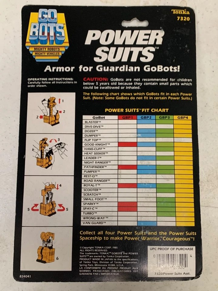 Tonka Power Suits GB P2 Armor For Guardian Gobots Go Bots 1985 Vintage Carded - Image 3 of 3