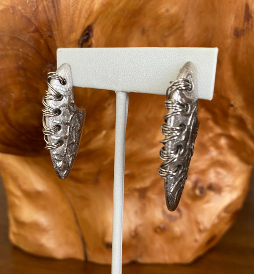 Sterling Silver Statement Earrings 925 Italy 1.75… - image 3