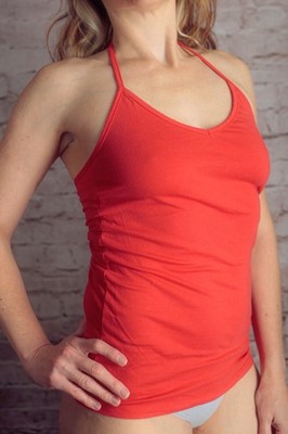 Primark Basics 100% Cotton Y2K Halter Top Soft Comfy Cami Camisole 12 Medium Red