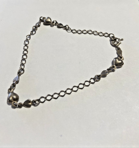 Vintage Sterling Silver Heart Anklet