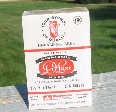 Vintage Herald Square Hammermill DeLuxe NOS 6 Note Pads Paper Woolworth Co.