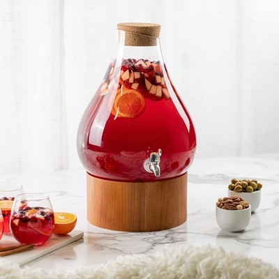 Classic Home Teardrop Clear Glass Ice Cold Beverage Drink Dispenser- 2.75