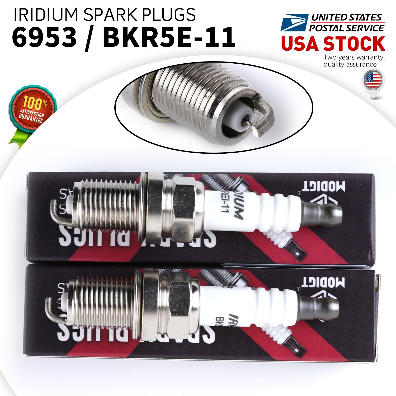 2Pcs 6953 BKR5E-11 Premium Iridium Spark Plugs For Toyota Isuzu Acura Replace