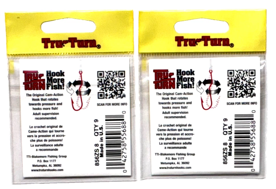 2 PACKS Tru Turn Size 8 Panfish Crappie Hook Bronze 9 Count 856ZS Made in USA - Image 3 of 4