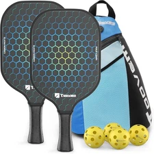 Toovem Max T3 Carbon Fiber Pickleball Paddles Racket Set of 2 w/Bag & 4 Balls