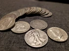 Roll (20)  Assorted Silver Halfs: Standing Liberty, Barber, Franklin, Kennedy