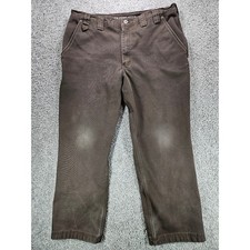 Duluth Trading Co Flex Fire Hose Pants Mens 40x30 Fleece Lined Carpenter Brown