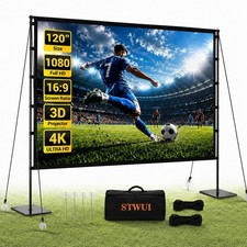 Outdoor Projector Screen with Stand - 120 Inch Portable Projector Screen Indoor