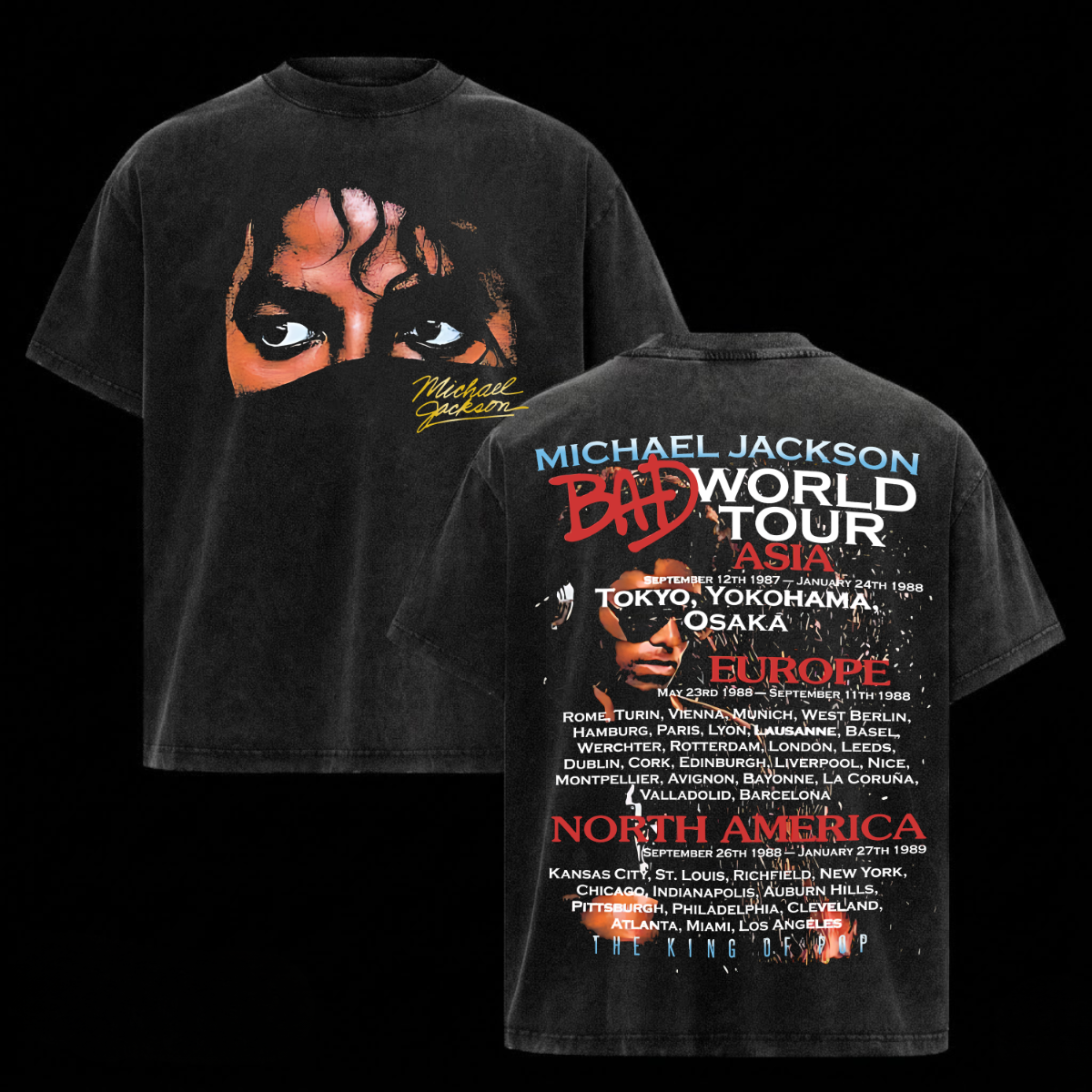 Michael 2026 Shirt Retro Bad World Tour T-shirt Graphic Top