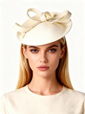 Beige Wedding Fascinators Hats With Bow Tea Party Derby Church Hat For Women