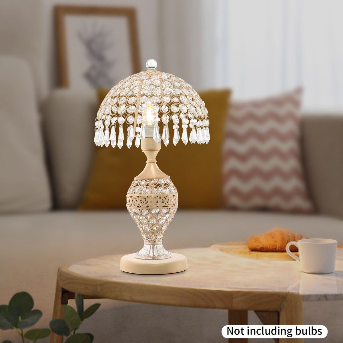 Elegant Crystal and Metal Table Lamp for Living Room and Bedroom