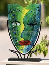 HUGE 48cm Picasso Tribute Art Glass Facial Vase with Lower Stand Superb!
