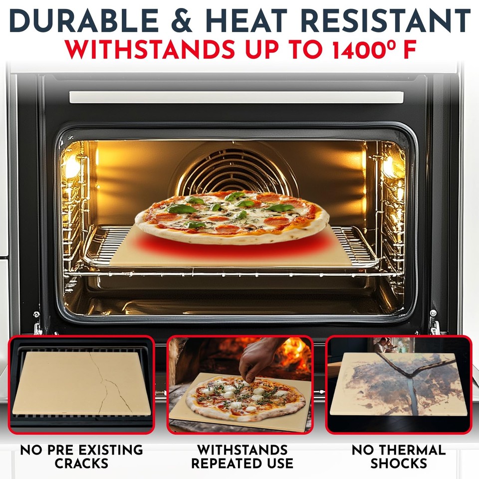 Pizza Stone for Oven and Grill 15x12 inch Rectangular Stone for Crispy ...